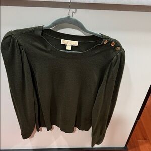 Michael Kors Dark Green Sweater with Button Accents